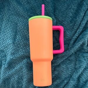 Simple Modern Orange Tumbler 40oz with Pink Handle